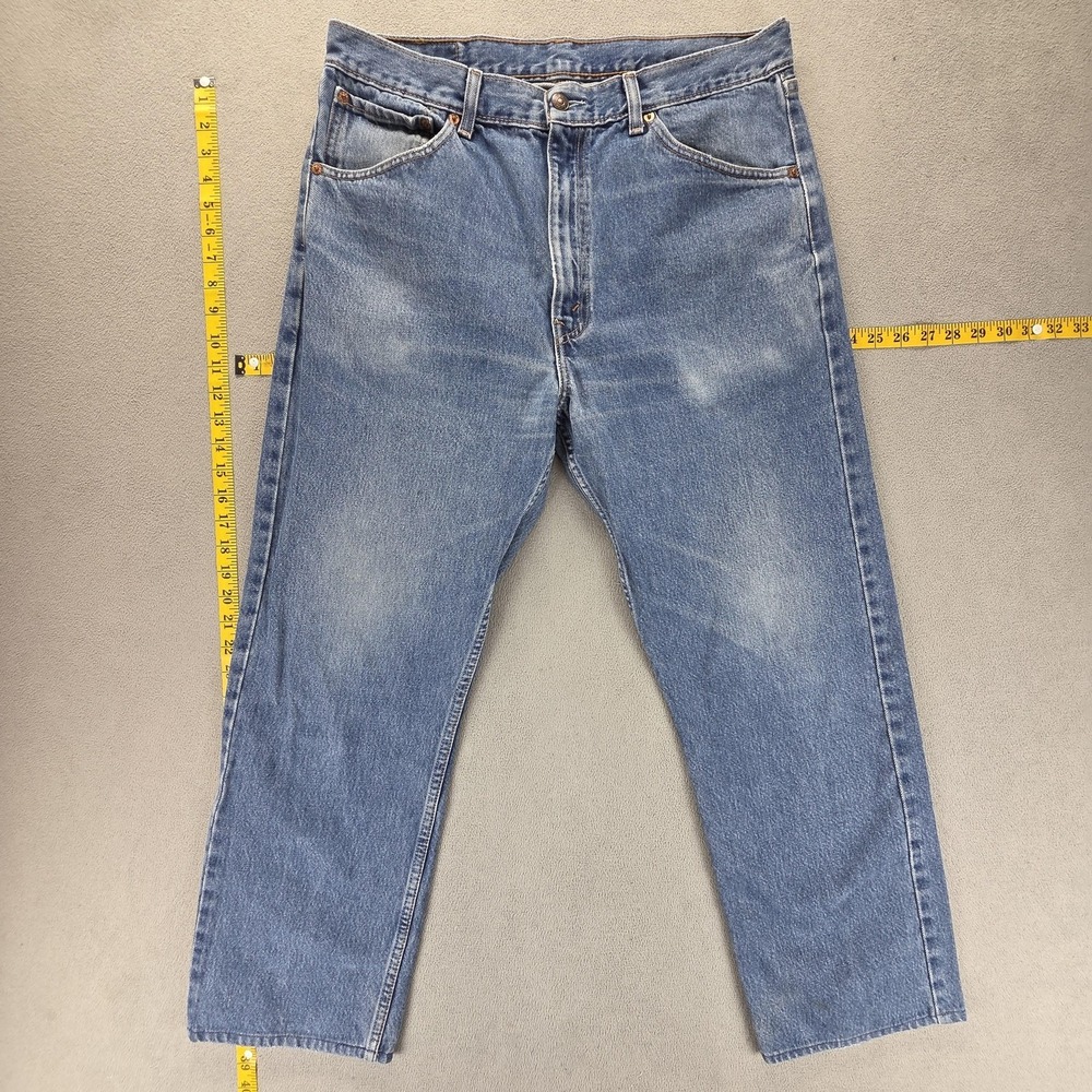 Vintage Levis‎ 521 Jeans Mens Blue Medium Wash Tapered Zip Fly Fits 33x27